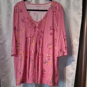 Lauren Michelle Pink Floral Women's Top